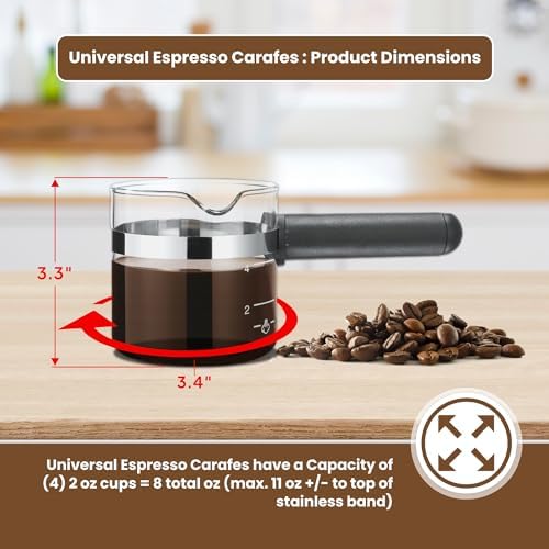 Café Brew 4 Cup Espresso Replacement Carafe, Universal, Borosilicate Glass | Universal fit for Hamilton Beach, Mr. Coffee, Breville, De'Longhi, Krups