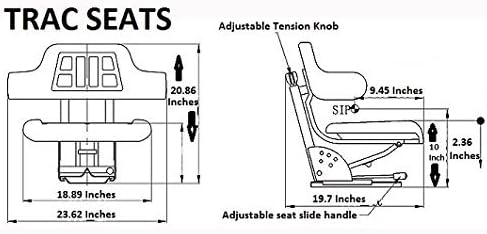 TRAC SEATS YELLOW WAFFLE STYLE UNIVERSAL TRACTOR SUSPENSION SEAT WITH TILT FITS JOHN DEERE 5200 5210 5300 5310