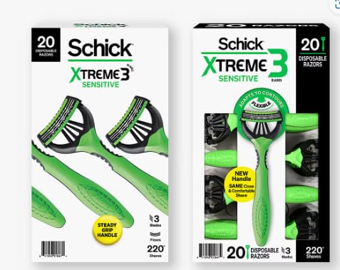 Schick Xtreme 3 Sensitive Skin Razors - Flexible Blades with Aloe Fights Razor Burn , 20 Count (Pack of 1)