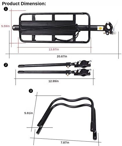 ThreeH Bicycle Rear Rack Adjustable Aluminum Alloy Bike Rack with Reflector | Adjustable, Aluminum Alloy, With Reflector, Quick-release