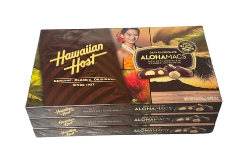 Dark Chocolate Covered Macadamia Nuts by Hawaiian Host (3 Boxes)