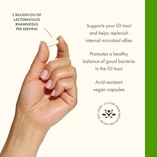 Swanson Lactobacillus Rhamnosus with FOS, 5 Billion CFU, 60 Veggie Capsules | Digestive Health Support with Fructooligosaccharides, Probiotic Support for Gastrointestinal Health, Acid-Resistant Vegan