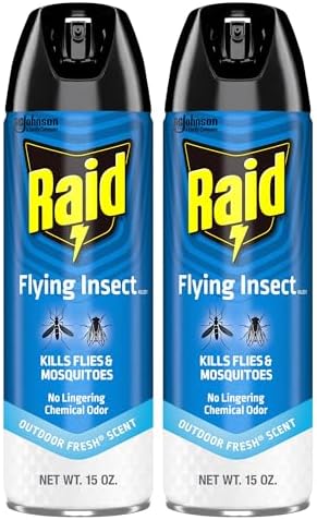 Raid Flying Insect Killer Mosquito and Fly Control No Lingering Chemical Odor Outdoor Fresh Scent 15 Ounce (Pack of 2)