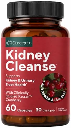 Kidney Cleanse & Detox Support with Cranberry, 60 Vegetarian Capsules | Kidney support supplement with Pacran cranberry, astragalus, uva ursi, nettle