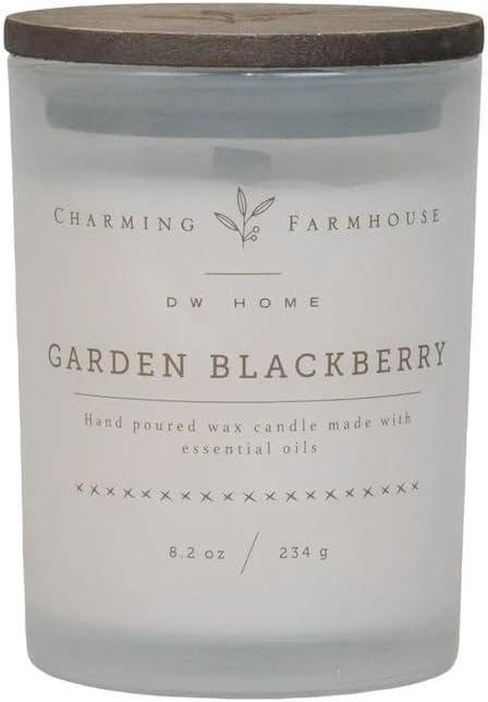 Charming Farmhouse by DW Home Vanilla Brûlée Scented Candle, 8 oz Wooden Wick Candle, Vanilla Bean, Toffee & Toasted Marshmallow Fragrance, Up to 40H Burn Time