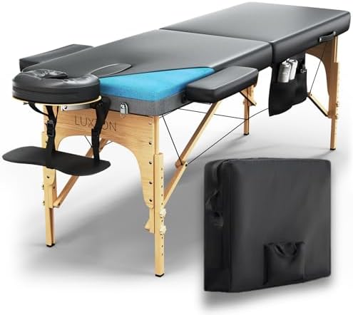 Memory Foam Massage Table Premium Portable Foldable Massage Bed Height Adjustable 72 Inches Long 27 Inches Wide Home Salon Spa Bed Tattoo Table with
