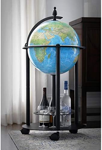 Empire Illuminated Bar Globe 16" diameter Blue Ocean Topographical/Political map with up to date cartography