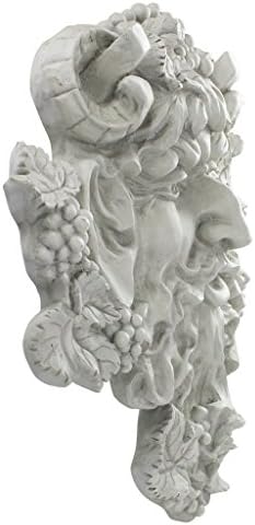 Design Toscano Bacchus, Grape Harvest Wine Greek Greenman Face Wall Sculpture, Medium, 12 inches tall, Cast Stone Resin, Antique Stone Finish