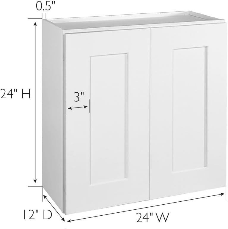 Design House Brookings Kitchen Wall Cabinet, 24", White | Adjustable Shelves, Adjustable Hinges, Wall Mount, Contemporary/Modern, Wood, Kitchen, 561571