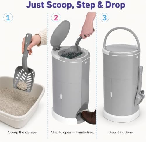 Litter Champ Cat Litter Disposal System, Hands-Free Pedal Trash Can | 4 Gallon Capacity, Triple-Seal Odor Lock, ABS Resin