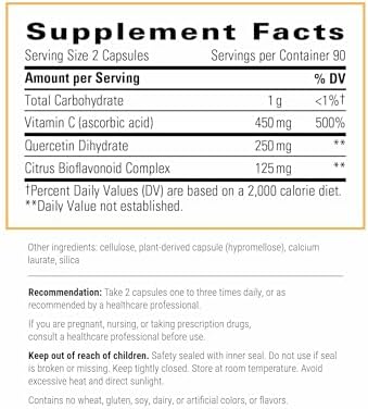 Integrative Therapeutics Vitamin C with Quercetin - Vitamin C Supplement for Immune Support*- Supports Antioxidant Activity* - Vegan