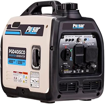 Pulsar PGD40ISCO Ultra Light Quiet 4000W Portable Gas Inverter Generator, white