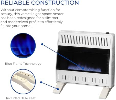 ProCom Heating Natural Gas Ventless Blue Flame Heater With Base Feet - 10,000 BTU, Manual Control - Model# MN100HBA-B