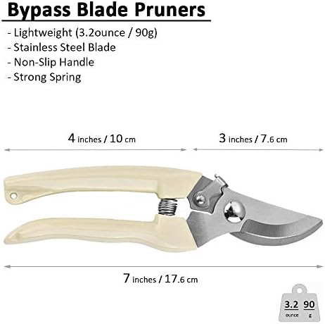 BUGUI Wood Handle Pruning Shears, SK-5 Steel Blade, 1-inch Cutting Capacity, Sharp, Well Designed Garden Shears, 8"
