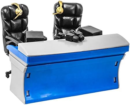 Ultimate Blue & Gray Commentator Table Playset for Wrestling Action Figures | Create a Complete Ringside Broadcast Area with a Blue and Gray Table