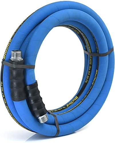 BLUBIRD BB3450 3/4" x 50' Rubber Air Hose, 100% Rubber, Lightest, Strongest, Most Flexible, 300 PSI, 50F to 190F Degrees, Ozone Resistant, High Strength Polyester Braided | Heavy Duty Reinforced Air Hose With 300 PSI Rating, Flexible Design, Kink Resista…