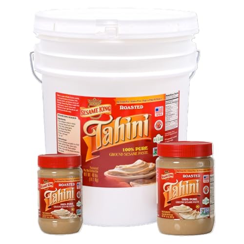 Sesame King Premium Sesame Tahini, 40lb. | Rich Creamy Taste For Hummus and other fine dishes | All-natural, Keto & Paleo friendly | Vegan, Non-gmo