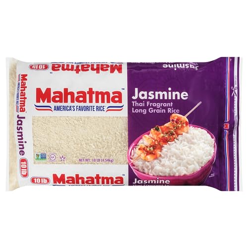 Mahatma Jasmine Rice, Fragrant Thai Rice, 5-Pound Bag | Aromatic rice for stovetop or microwave, quick and easy to cook, gluten-free, vegan, kosher, non-GMO, bulk bag