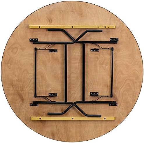 Flash Furniture 5' Round All-Occasion Wood Folding Event Table, Portable Folding Banquet Table with Wooden Top, Natural/Black
