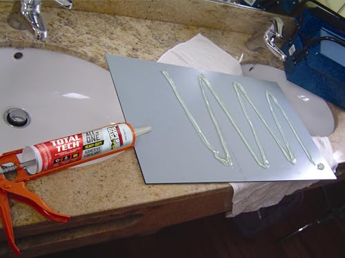 Total Tech, White, 9.8oz Cartridges, Heavy-Duty Construction Adhesive & Sealant Caulk, Flexible, All-Weather, Watertight, UV-Resistant, High Strength, Instant Grab, Ideal for Pools, Bathtubs