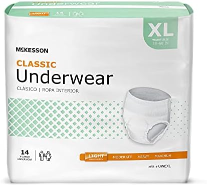 McKesson Classic Adult Incontinence Underwear, Large, Light, 58 in, 72 ct | Postpartum and Incontinence Support