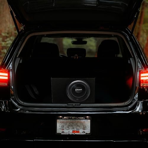 Qpower Single 12" Vented Ported Car Subwoofer Sub Box Enclosure, QBOMB12VL - Single Cab Bass Woofer Speaker Box System for Vehicle or Truck Audio