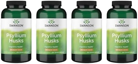 Swanson Psyllium Husk Dietary Fiber Supplement, 610 mg, 300 Capsules | Promotes Overall Health and Easier Elimination, Supports a Feeling of Fullness and Satiation, Plant-Based Dietary Fiber