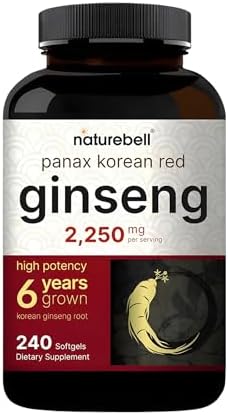 NatureBell Panax Korean Red Ginseng 2,250mg, 240 Softgels