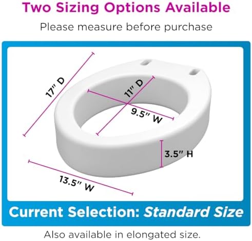 NOVA Raised Toilet Seat for Seniors & Post-Surgery Recovery – Elongated Bolt-On Under-Seat Design Uses Existing Toilet Seat & Lid, 3.5” Elevation, 300 lb Capacity, Durable Plastic, Easy Install