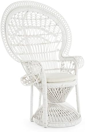 KOUBOO Grand Pecock Retro Peacock Chair in Rattan with Seat Cushion, Natural Color, Large