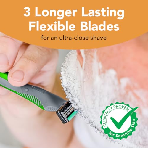 BIC Flex 3 Men's Disposable Razors, 3-Blade, Smooth Shave, 8-Pack | Pivoting Head for Easy Control | Lubricating Aloe Strip for Comfort | Ergonomic Handle for Better Grip