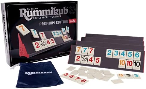 Rummikub Premium Edition by Pressman - Features Racks - Large Number Engraved Tiles and a Storage Bag for The Ultimate Rummikub Experience by Pressman