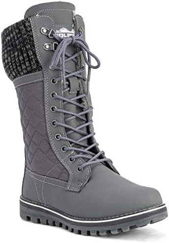 POLAR Womens Faux Fur Warm Thermal Waterproof Outdoor Walking Snow Winter Rubber Sole Calf Boots