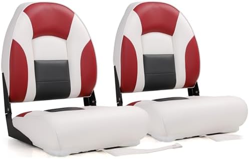 NORTHCAPTAIN Deluxe A Pair of Marine High Back Folding Boat Chair Fishing Boat Seat, for Fishing, Bass/Jon/Pontoon Boat Chairs