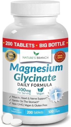 Magnesium Glycinate 400mg | 200 Tablets – High Absorption for Sleep & Heart