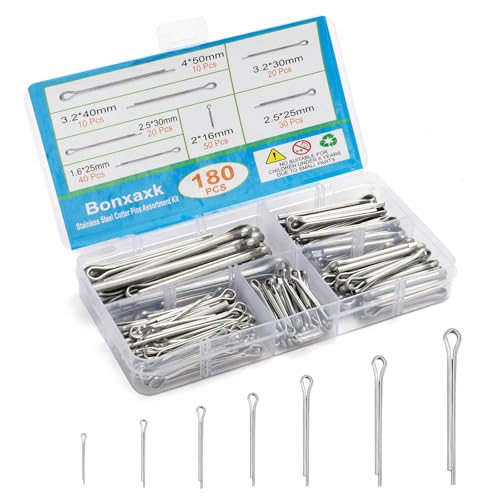50 Pcs Cotter Pins Assortment Kit R Clips retaining pin | Heavy Duty R Clips Hardware Pins, 5 Sizes Spring Fasteners, Hitch Pin for Trailer Locking
