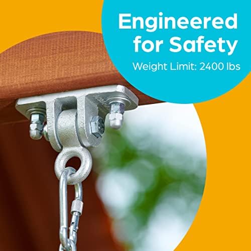 Jungle Gym Kingdom Swing Set Hangers - 2 Heavy Duty Brackets with Locking Snap Hooks for Porch, Patio