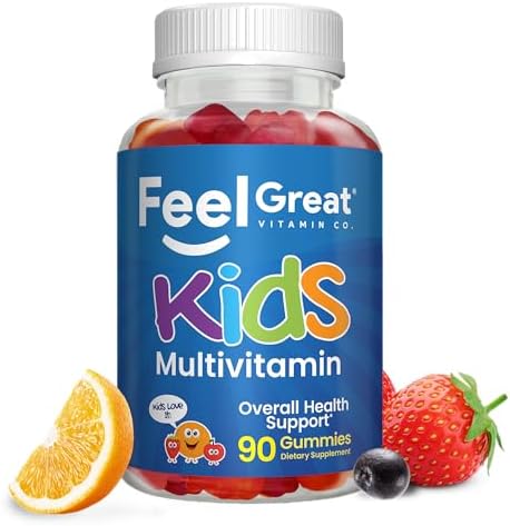 Feel Great Kids Multivitamin Gummies | Citrus & Strawberry Flavored Vitamins for Kids | Multivitamin Gummies with Vitamin D for Bone