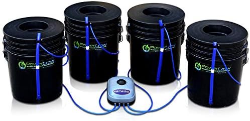 Deep Water Culture (DWC) Hydroponic Bubbler Bucket Kit by PowerGrow ® Systems (4) 5 Gallon - 6" Buckets