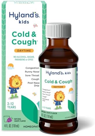 Hyland's Kids Cold and Cough, Day and Night Combo Pack, Cold Medicine for Ages 2 and up, Syrup Cough Medicine for Kids, Nasal Decongestant, 4 Fl Oz (Pack of 2)