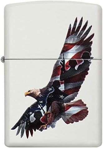 Zippo Eagles Dare Pocket Lighter - Refillable Flip-Top Windproof Lighters - Fierce Soaring Eagle Patriotic Design Pocket Lighters - Luxury Metal Lighter Made in USA