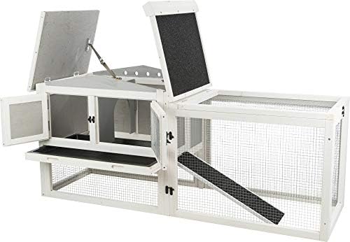 Trixie Natura Insulated Rabbit Hutch with Run, Ideal Outdoor Bunny House for Cold Weather, Foam Insulation Walls, Gray