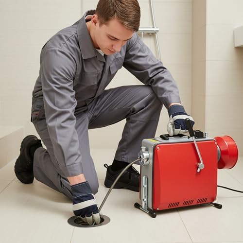 Electric Drain Cleaner Machine, Portable 66Ft & 16Ft Sewer Snake Auger with 6 Cutters, Professional Drain Cleaning Tool for 1-4 Inch Pipes in Sinks
