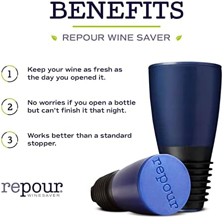 Wine Saver - Wine Preserver and Stopper - Removes Harmful Oxygen from your Wine Simply and Effectively - Indigo Blue 4 Pack