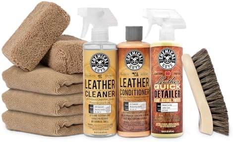 Chemical Guys, 9-Piece Leather Cleaner & Conditioner Kit for Car Interiors | Cleans then conditions seats, furniture, jackets and boots