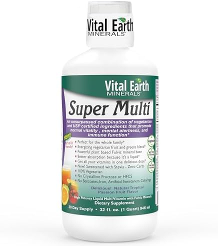 Vital Earth Minerals Super Multi – Liquid Multivitamins for Women, Men & Kids, Liquid Vitamins with Fulvic Acid for Better Absorption, MTHFR Support