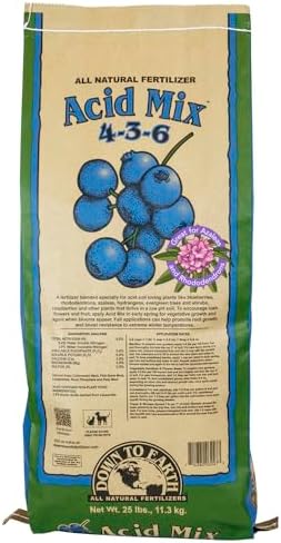 Down To Earth All Natural Fertilizers Organic Acid Mix - 4-3-6, 25 lb | Plant Food for Blueberries, Raspberries, Azaleas, Camellias, Rhododendrons, Hydrangeas, Evergreens and Acid-Loving Plants