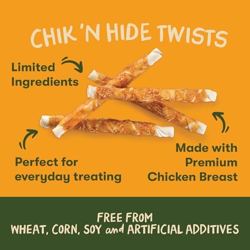 Pet 'n Shape Chik 'n Hide Twists – Chicken Wrapped Rawhide Natural Dog Treats, Small, 16 oz