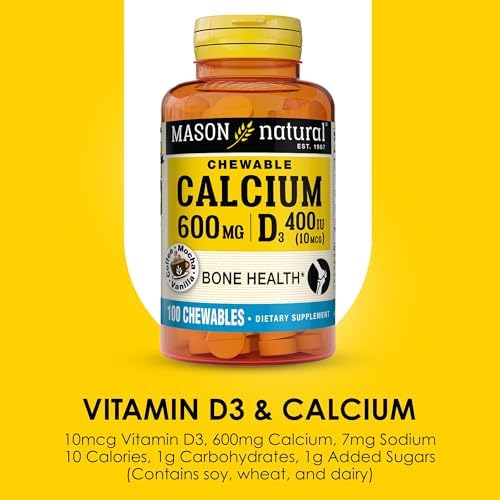 MASON NATURAL Calcium 600 mg with Vitamin D3, 300 Day Supply, Supports Healthy Bones & Normal Muscle Function, Coffee Mocha Flavor