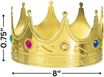Luxurious Gold Royal Crowns - 0.75" x 8" (1 Pc) - Perfect for Parties, Regal Decor & Royalty-Themed Events